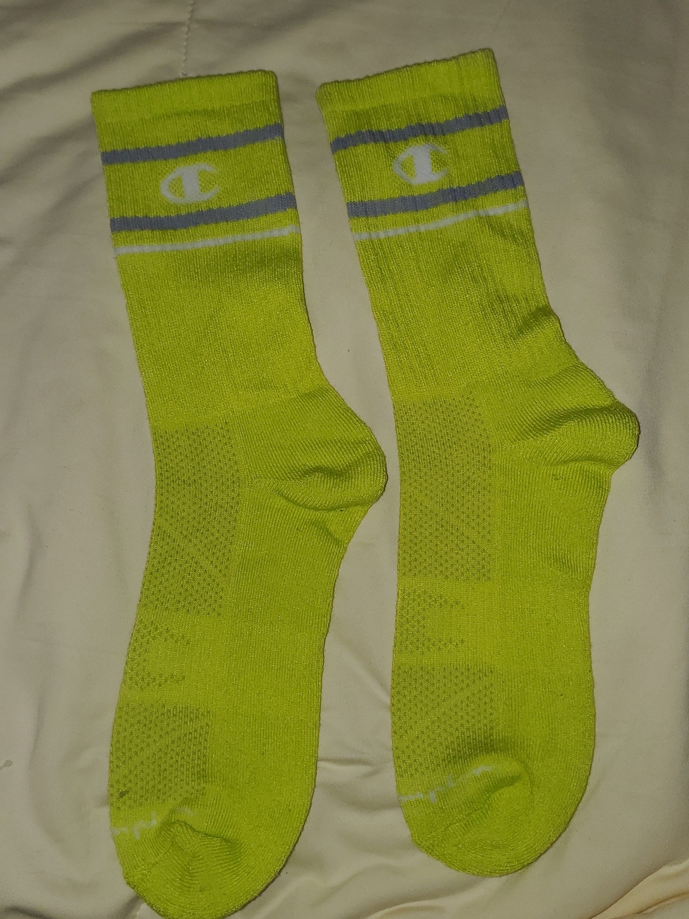 Champion Striped Athletic Socks in Green & Gray